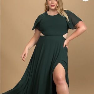 Emerald green maxi dress with back cut out